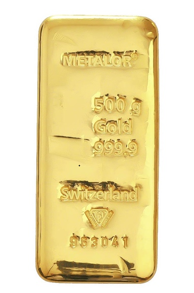 Metalor 500 Gram Gold Bar